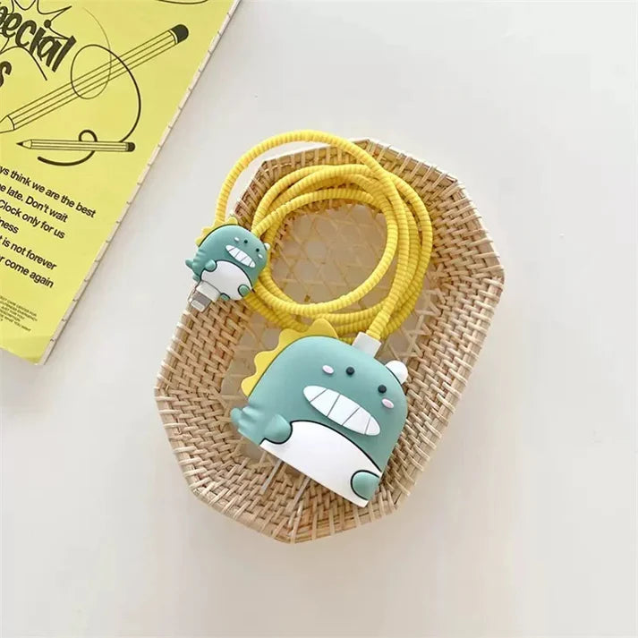 Iphone Charger Case Cover - Dragon - 4 Piece Set (With Wire Protector)