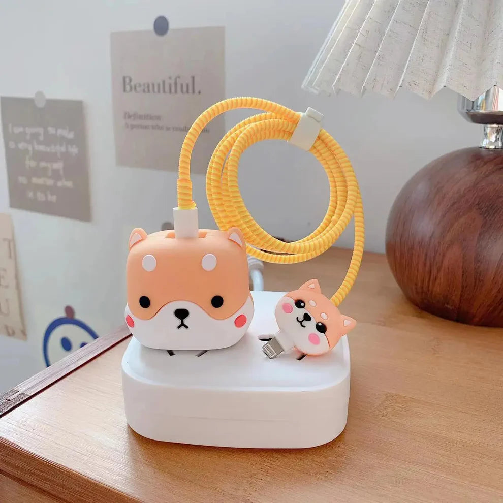 Iphone Charger Case Cover - Sweet Monkey - 4 Piece Set (With Wire Protector)