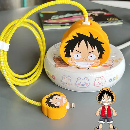 Iphone Charger Case Cover - 1 Piece Luffy - 4 Piece Set (With Wire Protector)