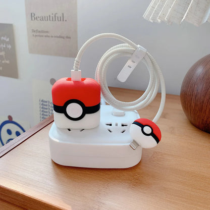 Iphone Charger Case Cover - Pokemon - 4 Piece Set (With Wire Protector)