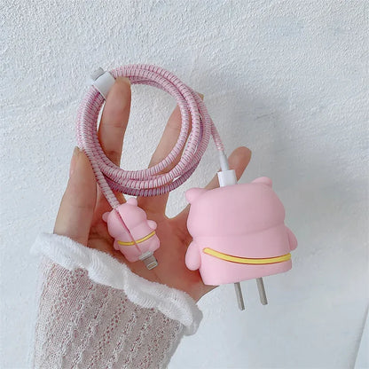 Iphone Charger Case Cover - Pink Cute Pig- 4 Piece Set