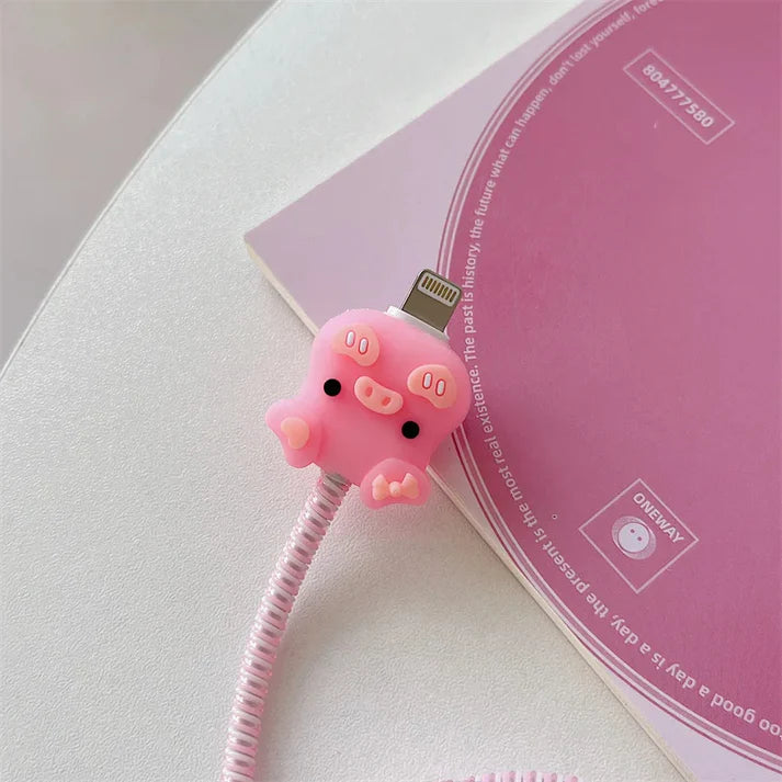 Iphone Charger Case Cover - Pink Piggy - 4 Piece Set