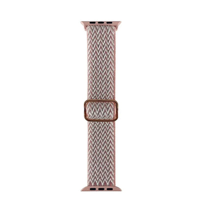 iWatch 42-44-45mm - Braided Nylon Elastic - Santa Barbara Leather Strap