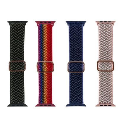 iWatch 42-44-45mm - Braided Nylon Elastic - Santa Barbara Leather Strap